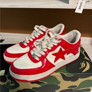 BAPE Bapesta Low Red/White Sneakers– Size 12 – Deadstock (2023)